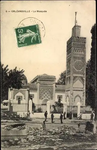 Ak Orleansville Algerien, La Mosquee, Moschee, Turm, Frontansicht