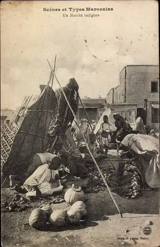 Ak Marokko, Scenes et Types Marocains, Un marche indigene