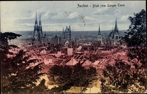 Ak Aachen in Nordrhein Westfalen, Blick vom Langen Turm