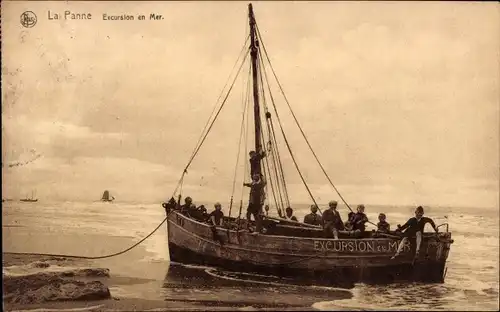 Ak La Panne De Panne Westflandern, Excursion en Mer