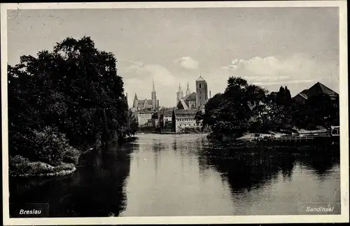 Ak Wrocław Breslau Schlesien, Sandinsel, Sandkirche, Dom