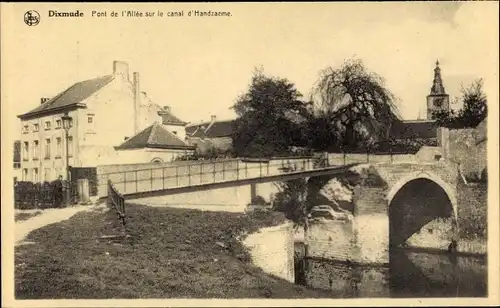 Ak Diksmuide Dixmude Westflandern, Laanbrug over de vaart van Handzame