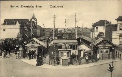 Ak Zandvoort Nordholland Niederlande, Station Electrische Tram
