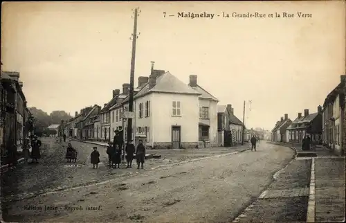 Ak Maignelay Montigny Oise, La Grande Rue et la Rue Verte