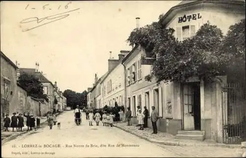 Ak Lorrez le Bocage, Rue Neuve de Brie, dite Rue de Montereau, Hotel