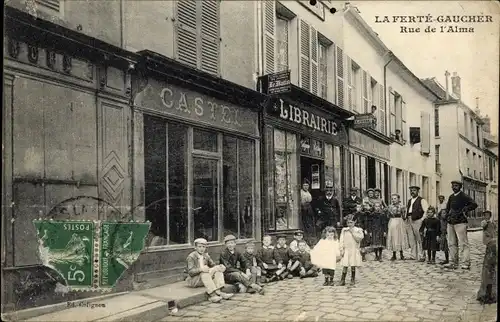 Ak La Ferté Gaucher Seine et Marne, Rue de l'Alma, Librairie