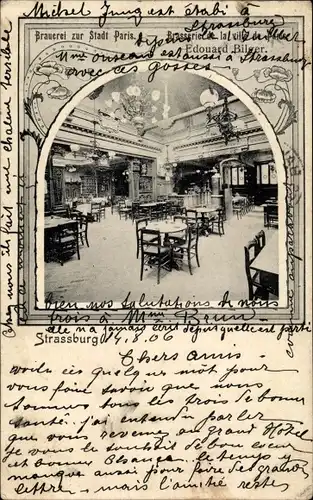 Ak Strasbourg Straßburg Elsass Bas Rhin, Brauerei zur Stadt Paris