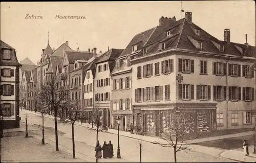 Ak Saverne Zabern Elsass Bas Rhin, Hauptstraße, Geschäfte