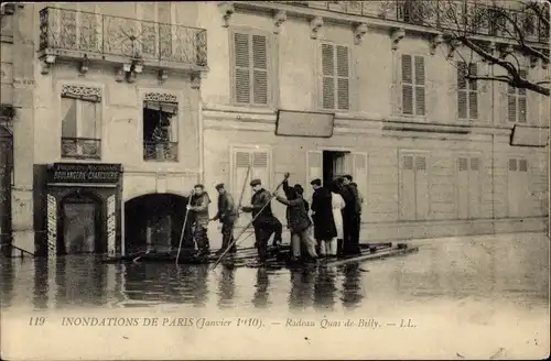 Ak Paris IV, Radeau Quai de Billy 1910