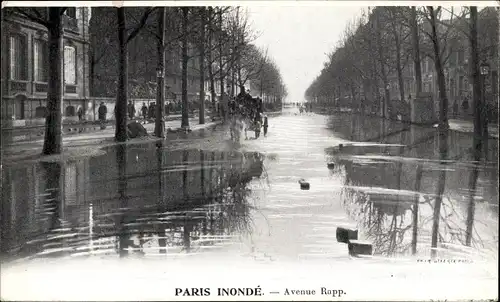 Ak Paris VII, Crue de la Seine Janvier 1910, Avenue Rapp