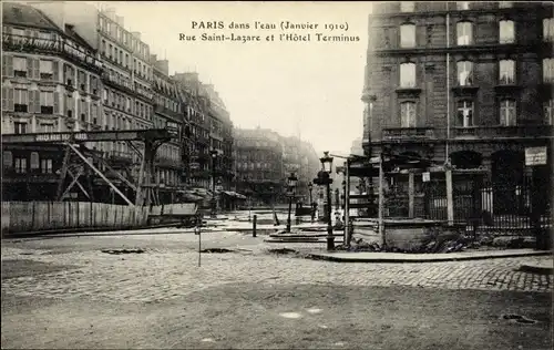 Ak Paris VIII, Gare Saint Lazare, Hotel Terminus