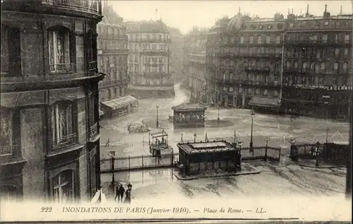 Ak Paris Frankreich, Inondations en Janvier 1910, Place de Rome