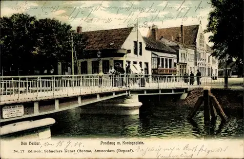 Ak Den Helder Nordholland Niederlande, Postbrug, Koningsplein