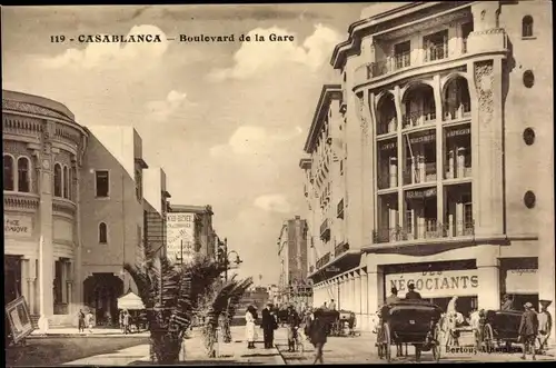 Ak Casablanca Marokko, Vue sur la Boulevard de la Gare