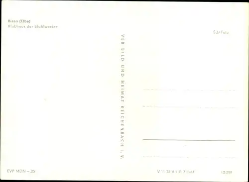 Ak Riesa an der Elbe Sachsen, Klubhaus der Stahlwerker, Joliot Curie Haus, Außenansicht