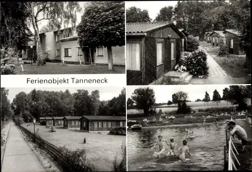 Ak Wesenberg in Mecklenburg, Erholungszentrum Am Tanneneck, Badepartie, Bungalows