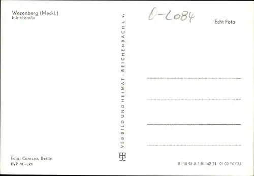 Ak Wesenberg in Mecklenburg, Mittelstraße