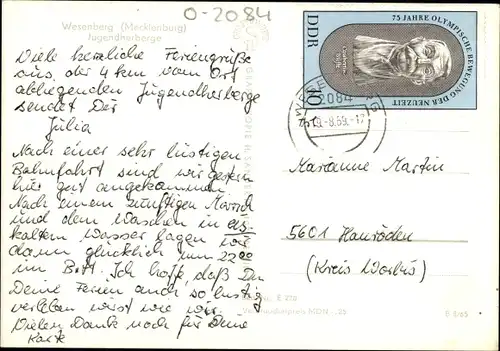 Ak Wesenberg in Mecklenburg, Jugendherberge