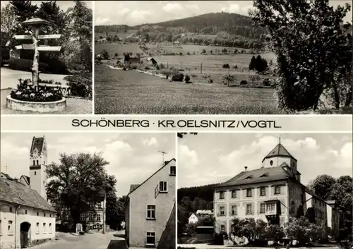Ak Schönberg Rosenbach im Vogtland, Gesamtansicht, Straßenpartie