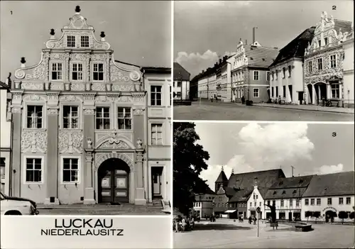 Ak Luckau in der Niederlausitz, Internat, Marktplatz, Karl Liebknecht Denkmal