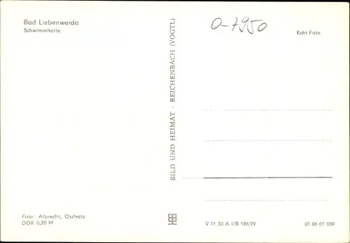 Ak Bad Liebenwerda in Brandenburg, Schwimmhalle