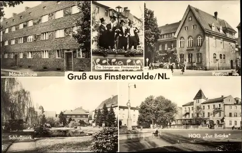 Ak Finsterwalde in der Niederlausitz, Postamt, Märchenhaus, Schlosspark, HOG Zur Brücke