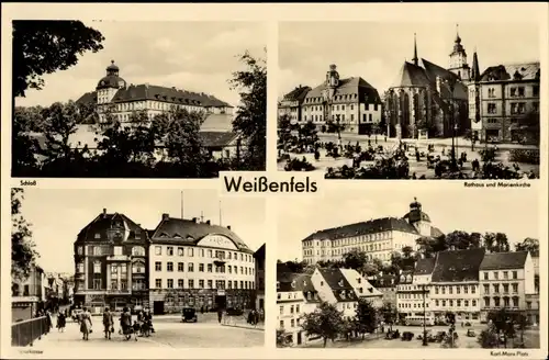 Ak Weißenfels an der Saale, Schloss, Karl Marx Platz, Rathaus, Marienkirche