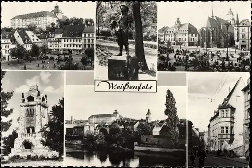 Ak Weißenfels an der Saale, Denkmal, Stadtpartie, Platz