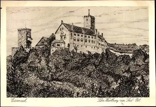 Künstler Ak Schnabel, F., Lutherstadt Eisenach in Thüringen, Blick auf die Wartburg