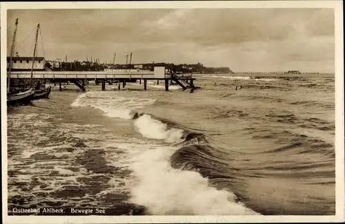 Ak Ostseebad Ahlbeck Heringsdorf auf Usedom, bewegte See