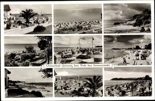 Ak Grömitz in Ostholstein, Strandhalle, Palmenterrasse, Panorama, Strand