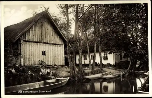 Ak Leipe Lübbenau im Spreewald, Wasserstraße, Kähne, Haus