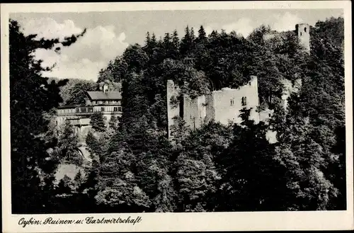Ak Oybin in der Oberlausitz, Ruinen und Bergwirtschaft
