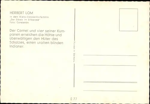 Ak Der Schatz im Silbersee, Herbert Lom in einer Höhle, Karl May