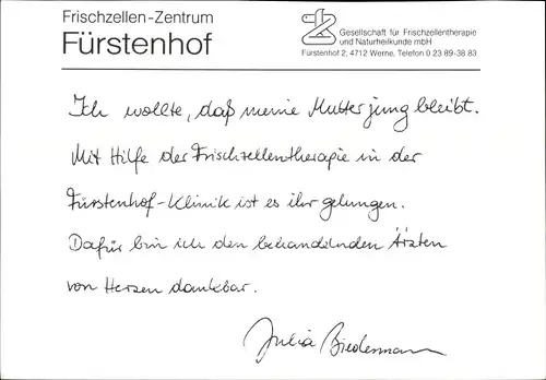 Ak Schauspielerin Julia Biedermann, Portrait, Autogramm