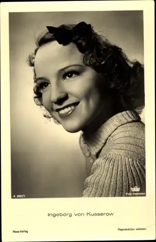 Ak Schauspielerin Ingeborg von Kusserow, Portrait