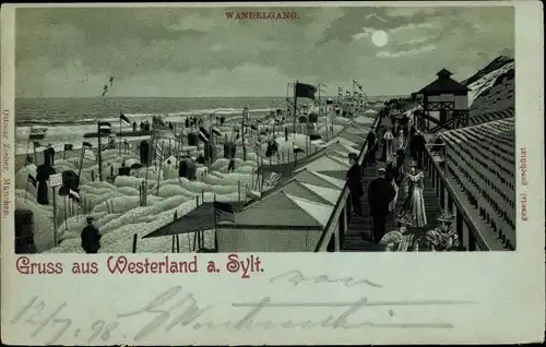 Mondschein Litho Westerland auf Sylt, Wandelgang