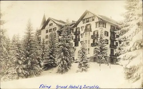 Foto Ak Flims Kanton Graubünden Schweiz, Grand Hotel & Surselva, Winteransicht