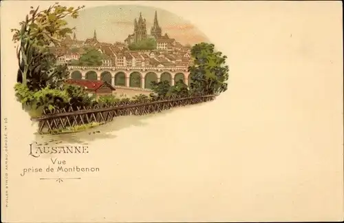 Litho Lausanne Kanton Waadt, Vue prise de Montbenon