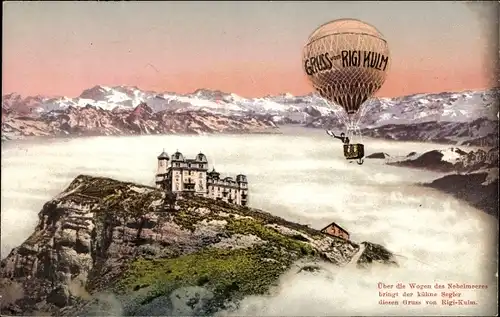 Ak Rigi Kulm KantoN Schwyz, Nebelmeer, Schloss, Ballon, Gebirge