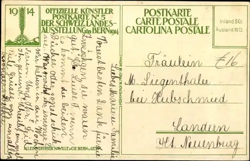 Künstler Ak Tieche, Bern Stadt Schweiz, Schweiz. Landesausstellung 1914, Cerevisia, Festhalle