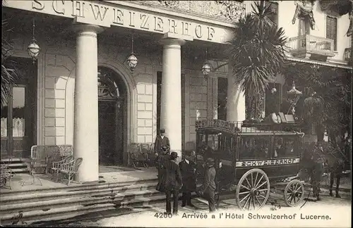 Ak Luzern Stadt Schweiz, Hotel Schweizerhof, Kutsche