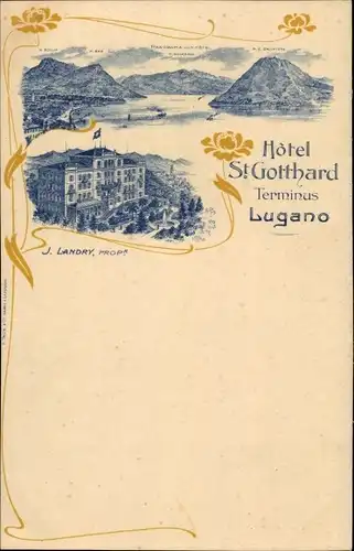 Ak Lugano Kanton Tessin Schweiz, Hotel St. Gotthard Terminus