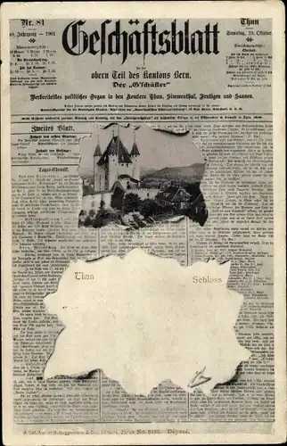 Zeitungs Ak Thun Kt. Bern Schweiz, Geschäftsblatt des obern Teil des Kantons Bern, Der G'schäfter