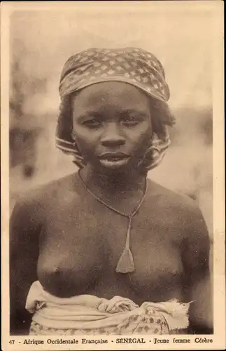 Ak Afrique Occidentale Francaise, Senegal, Jeune femme Cerere