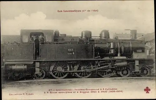 Ak Les Locomotives, Cie de l'Est, Tenders Compound, Serie 8, Französische Eisenbahn, Dampflok