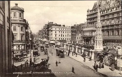 Ak London City England, The Strand and Charing Cross