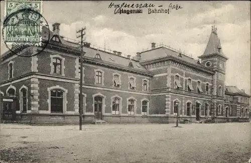Ak Haguenau Hagenau im Elsass Bas Rhin, Bahnhof