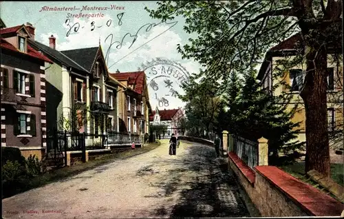 Ak Montreux Vieux Altmünstertal Elsass Haut Rhin, Straßenpartie