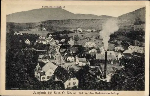 Ak Jungholtz Jungholz Elsass Haut Rhin, Blick auf Ortschaft mit Hartmannsweilerkopf